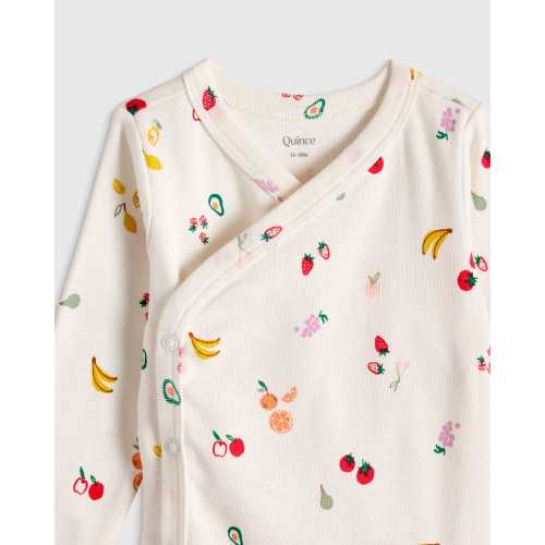 100% Organic Cotton Long Sleeve Kimono Bodysuit - Baby in Farmer's Market