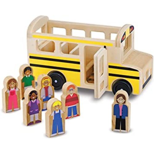 Melissa & Doug School Bus Wooden Toy Set With 7 Figures, Pretend Play, Classic Toys For Kids