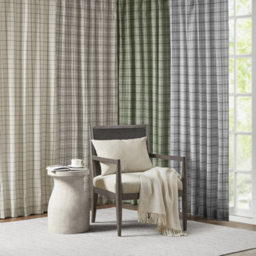 Madison Park Anaheim Woven Plaid Room Darkening Thermal Fleece Lined Single Curtain Panel & Reviews | Wayfair