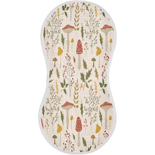 Kigai Colorful Mushroom Baby Burp Cloths Extra Soft and Absorbent Burping Rags Cotton Burping Clothes Baby Washcloths for Newborn Boys Girls Nursery Decor - 2 Pack