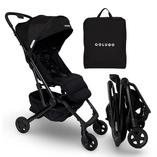 Colugo Compact Stroller+ Lightweight Travel Stroller 16lb, One-Hand Auto-Fold, Multi-Position Recline, for Infants and Toddlers Ages 6 Months to 4 Years, Rain Cover, Backpack and Cup Holder, Black