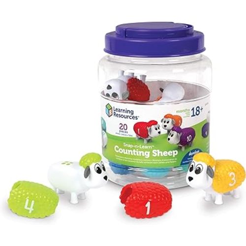 Learning Resources Snap-n-Learn Counting Sheep - 20 Pieces, Ages 18+ Months Toddler Learning Toys, Counting and Sorting Toys, Farm Animals Toys for Kids