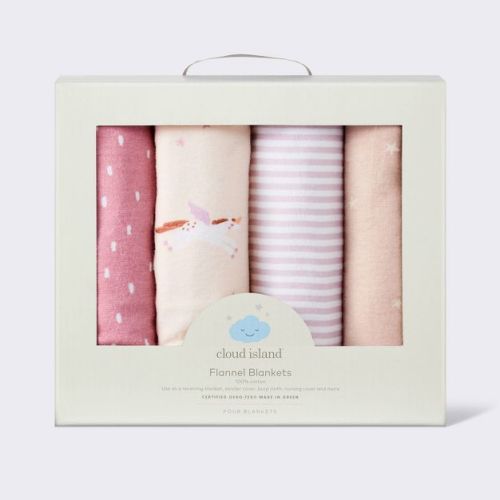 Flannel Baby Blankets - Unicorns - 4pk - Cloud Island™: Abstract Pattern, 100% Cotton, 30" x 30"