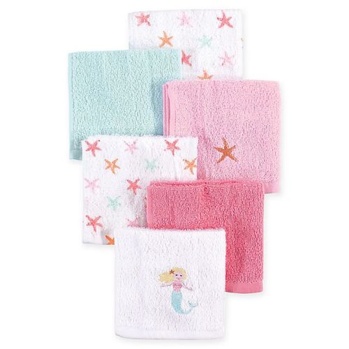 Hudson Baby® 6-Pack Mermaid Woven Terry Washcloths in Purple