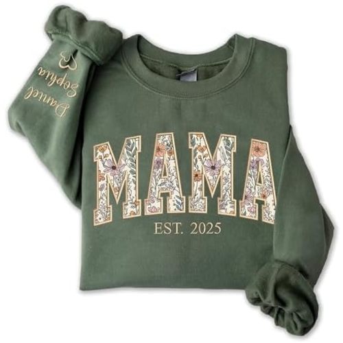 Custom Floral Applique Embroidery Grandma Sweatshirt, Grandma Gifts, Custom Mama Sweatshirt, Mother's Day