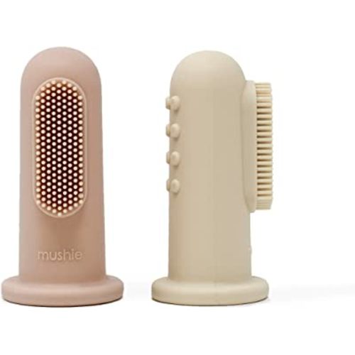 mushie Baby Finger Toothbrush (Blush/Shifting Sand) 2-Pack