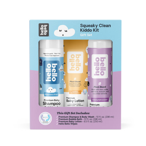 Hello Bello Squeaky Clean Kiddo Kit, Unisex Infant and Toddler Gift Set (Scents May Vary)