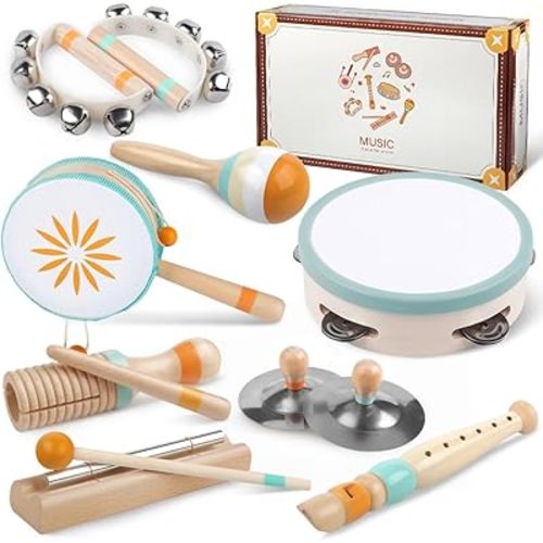 Toddlers Musical Instruments-Baby Montessori Wooden Musical Toys for Toddlers 1-3 Year Old,Kids Percussion Instruments Toy for 1 Year Boy&Girls,Christmas Birthday Gift for 1-3 Year Old