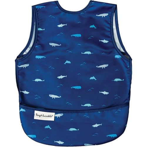 Tiny Twinkle Mess Proof Baby Bib - Waterproof Toddler and Baby Apron Bib - Machine Washable - PFAS and BPA Free