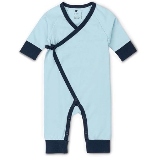 monica + andy Kimono Tie Long Sleeve One Piece, 100% Organic Baby Clothes for Girls & Boys, Preemie, Newborn & Infant