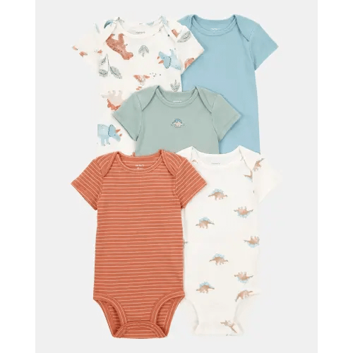 Baby Boy 5-Pack Dinosaur Short-Sleeve Cotton Bodysuits | Carter's