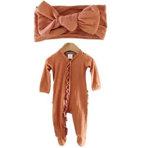 Ruffle Footed Romper & Knot Bow – Akwadala