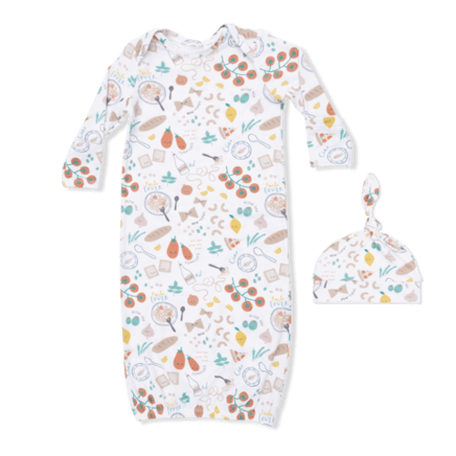 Pasta Lovers - Lap Shoulder Gown & Knotted Hat