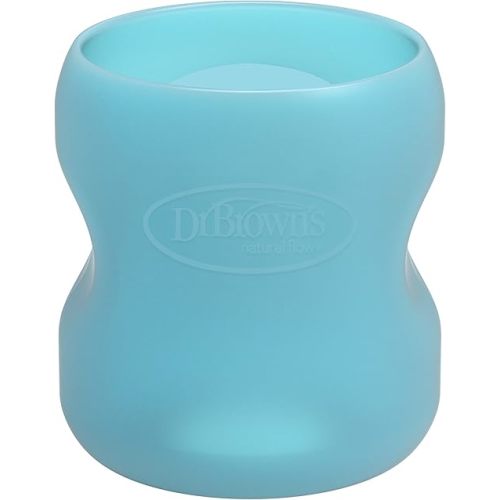 Dr. Brown's Natural Flow Options+ Glass Baby Bottle Sleeves,100% Silicone,5 oz,Wide-Neck,Blue