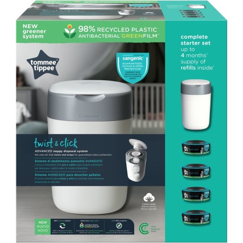 Tommee Tippee Twist and Click Advanced Nappy Bin Starter Set 4 Pack