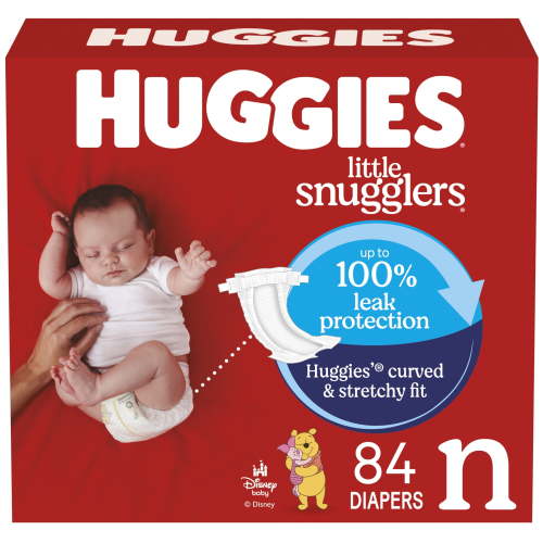 Huggies Little Snugglers Baby Diapers, Size Newborn (up to 10 lbs), 84 Ct (Select for More)