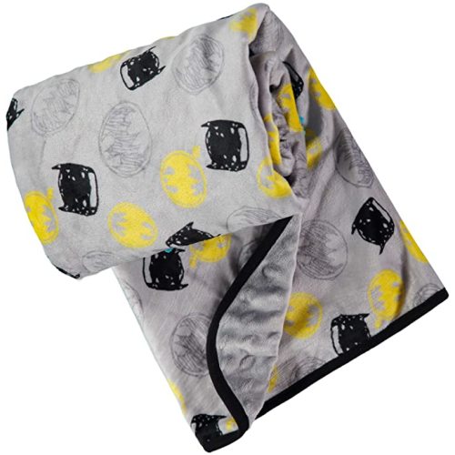 DC Comics Unisex Childrens' Soft Baby Batman Plush Blanket&nbsp;Grey/Black/Yellow 0-12 Months