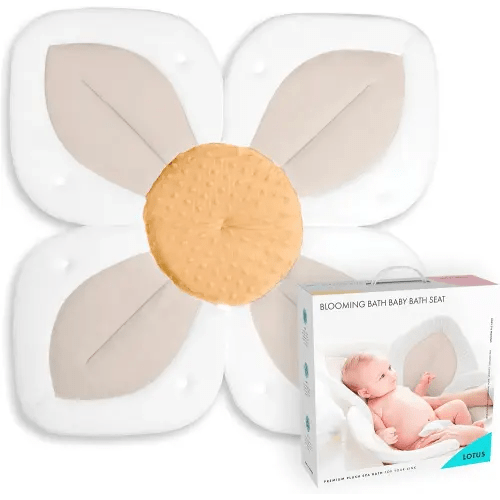 Blooming Bath Baby Bath Seat - Baby Tubs for Newborn Infants to Toddler 0 to 6 Months and Up - Baby Essentials Must Haves - The Original Washer-Safe Flower Seat (Lotus, Buttercream/Honey)