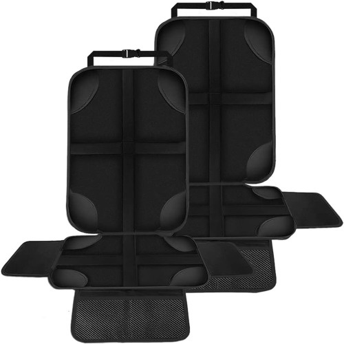 Car Seat Protector, Waterproof Child Seats with Thickest Padding and Non-Slip Backing Mesh Pockets for Baby and Pet, 2 Pack