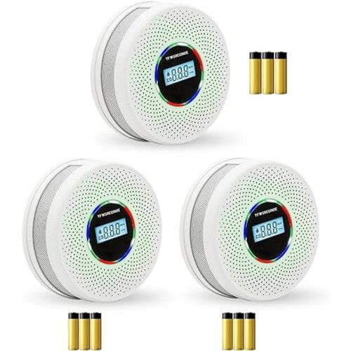 3 Pack Upgraded Combination Smoke and Carbon Monoxide Alarm Detector, Dual Sensor Smoke Alarm&Carbon Monoxide Detector (Includes Battery)