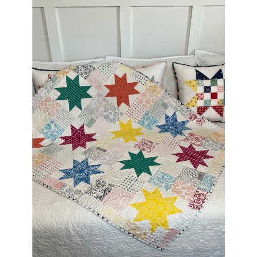 Bright Stars Handmade Patchwork Quilt - Baby Quilt - Lap Quilt - Gender Neutral