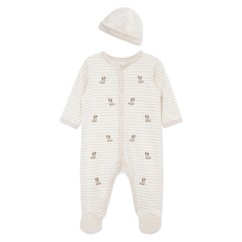 (3M) Puppy Schiffli Embroidered Cotton Footie & Hat Set, 3MPick up today
