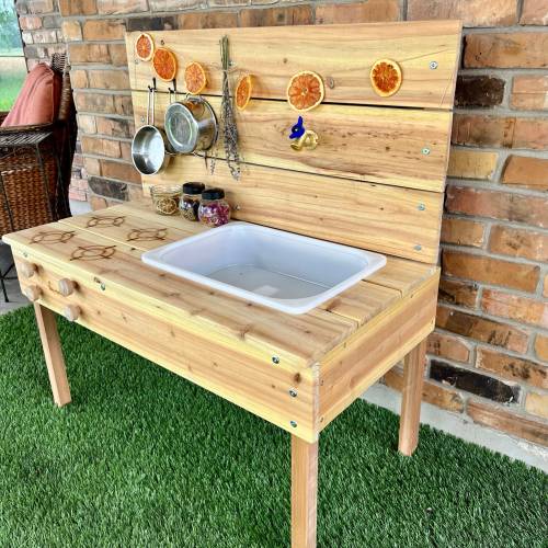 Mud Kitchen, Water Sand Table, Sensory Table, Ikea Flisat, Ikea Trofast, Activity Table for Kids, Outdoor Wooden Play Table,
