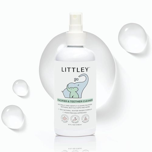 Littley Pacifier & Teether Cleaner with Hypochlorous Acid, Non-Toxic & Alcohol-Free, Gentle Formula for Cleaning Baby & Toddler Essentials, 8oz Spray Bottle