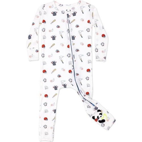 Baby & Toddler Kids' Baseball Fitted Convertible One-Piece Pajamas, 0-3M, White
