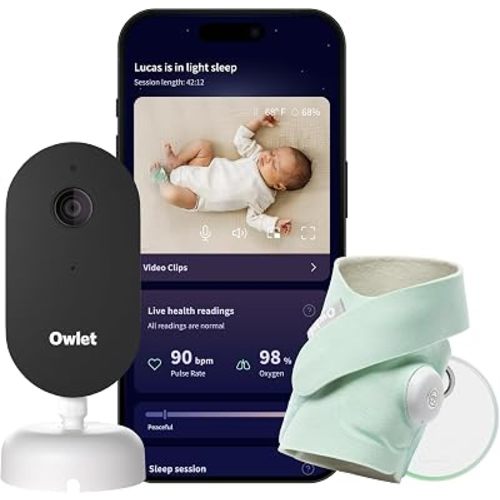 Owlet Dream Duo 3 Smart Baby Monitor System, Dream Sock + 2K HD Camera, Includes 3 Months of Owlet 360