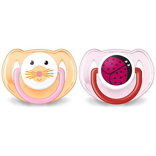 Philips Avent Orthodontic Pacifier, 6-18 months, Pink Animal Designs, 2 pack, SCF182/15 - Pink Animals - 6-18 Month