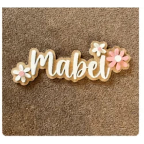 Baby Girl Name Sign, Boho Daisy Bedroom Plaque, Floral Nursery Decor, Wooden Layered Wall Hanging, First Birthday Gift, Baby Shower Present