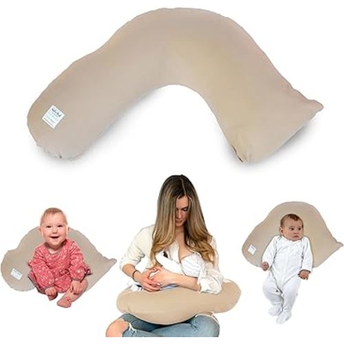 True Two x L'Ovedbaby Organic Nursing Pillow for Baby (Oatmeal)- Breastfeeding Pillow, Nursing Pillow for Baby- Easy to Clean, Eco-Friendly and Machine Washable.