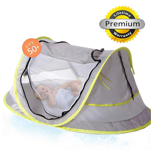 Portable Baby Beach Tent Pop Up Bed Lightweight Travel Crib Bed Outdoor Backpacking Tent - UPF 50+ Anti-UV - Sun Shelter for Infant