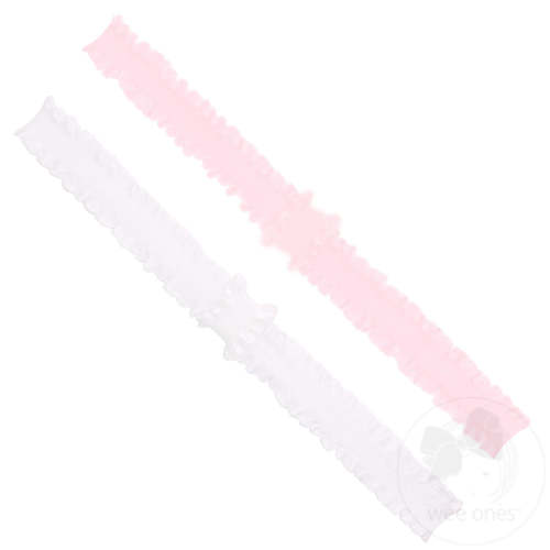 Add-A-Bow Stretch Ruffle Edge Girls Baby Bands - Two Pack - LT PINK / INFANT (6-24 MONTHS) | Wee Ones Hair Bows & Accessories