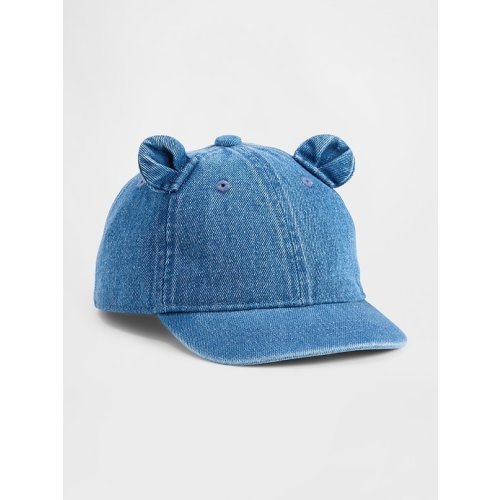 Toddler Denim Bear Baseball Hat, 12-24 months