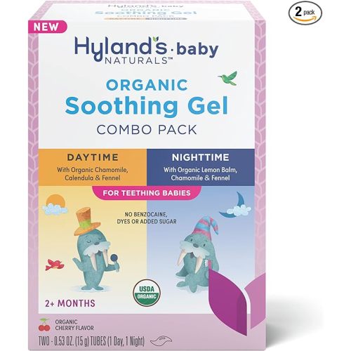 Hyland's Naturals Baby - Organic Daytime/Nighttime Soothing Gel Combo Pack, Easy-to-Apply, Ages 2 Months & Up, 1.06 Ounce (2 Tubes of 0.53 oz.) - 1.06 Ounce (Pack of 1)