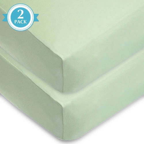 American Baby Company 2 Pack Fitted Crib Sheets 28" x 52", Soft Breathable Neutral 100% Cotton Jersey Sheet, Celery, for Boys and Girls, Fits Crib and Toddler Bed mattresses