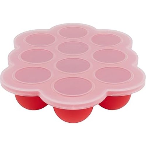 WeeSprout Silicone Baby Food Freezer Tray with Clip-on Lid - Perfect Storage Container for Homemade Baby Food, Vegetable & Fruit Purees, and Breast Milk (Bright Red, Ten 1.5 Ounce Sections)