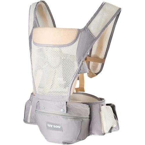 Baby Carrier Adjustable Newborn to Toddler 6-in-1 Detachable Hip Seat Carrier with Breathable & Wider Support, Baby Gear Pockets, Ergonomic Design for Dad - Infant Carrier 25-60 lbs