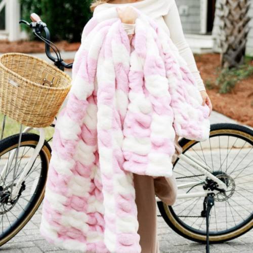 Hugs Check Southern Pink Plush Blanket | Minky Couture