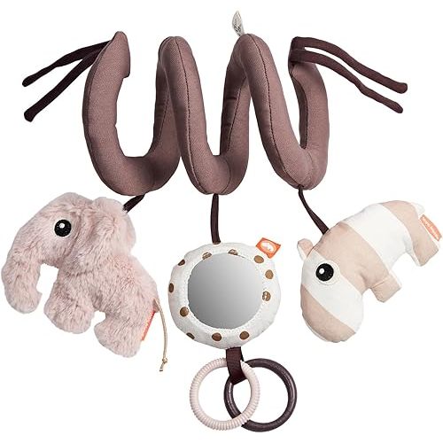 Deer Friends Activity Spiral Powder - Entertaining Toy with Rattles, Teething Rings, and Mirror for Developing Senses in Cots, Car Seats, and Prams