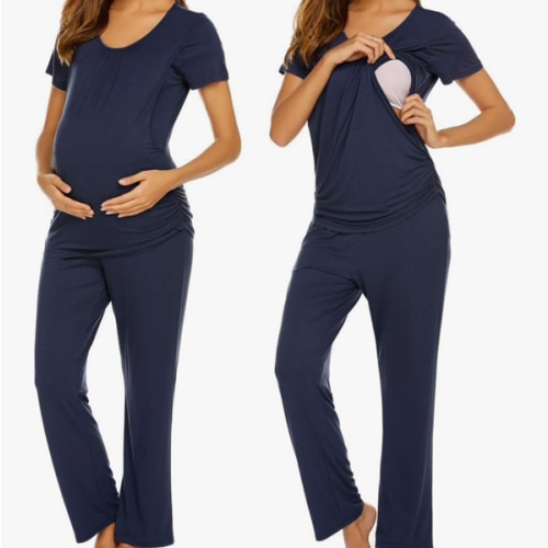 Ekouaer Womens Nursing Pajamas Maternity Breastfeeding Pjs Sleepwear Layer Soft Postpartum Lounge Set Pregnancy Clothes