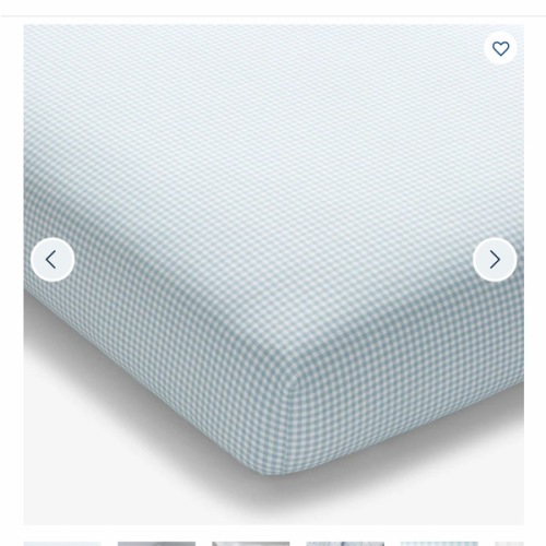 BLUE Ditsy Gingham Classic Cool Organic Cotton Percale Fitted Crib Sheet