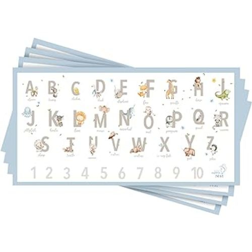 Disposable Placemats for Baby 20 Pack Stick-On Ikea Antilop highchair, Alphabet ABC Animal Sticky Place Mats, Kids Table Mat for Restaurants Dining Table Travel Essentials for Toddlers
