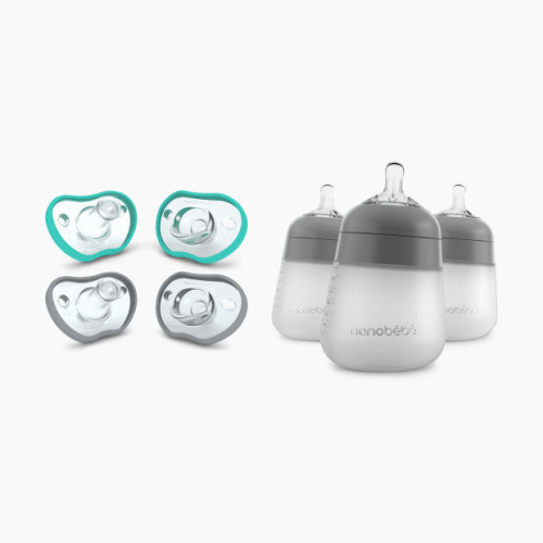 Nanobebe Bottle + Pacifier Bundle - Teal/Grey