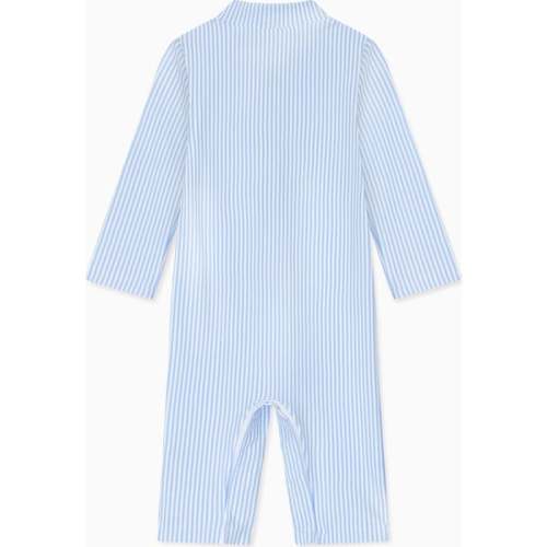 Seersucker Sun Safe Suit, Blue - MORI | Maisonette