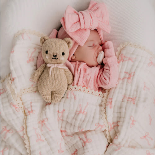 Gauze Lace Blanket | Pink Bows