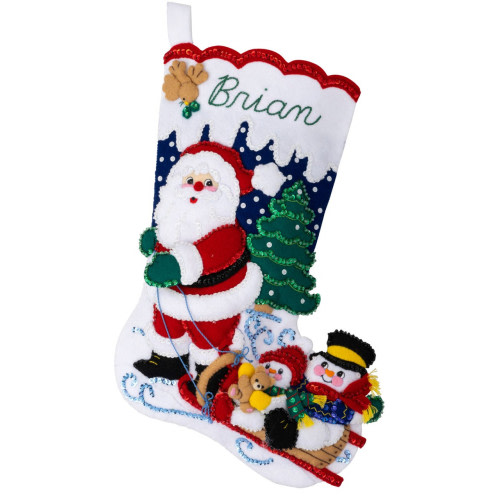 Sledding with Santa Bucilla Felt Stocking Kit
