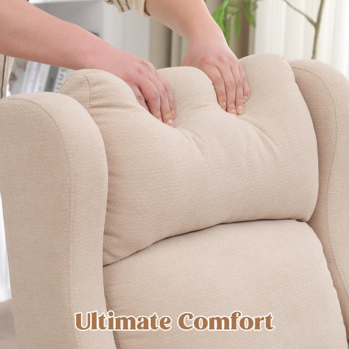 Nursing Rocking Chairs for Mom Nursery,Comfy Wingback Glider Rocking Armchair with Side Pocket